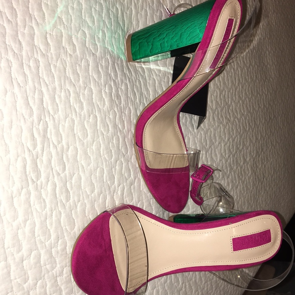 Pink and green heels